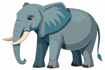 Cartoon Illustration of a Grey Elephant with Large Ears