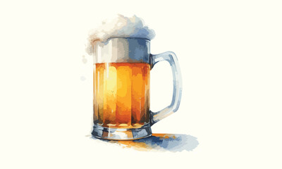 free drink, watercolor mugs of beer, alcohol drinks, hand drawn illustration, watercolor mugs of beer