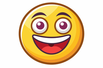 Yellow Cartoon Emoji with Wide Open Mouth and Large Eyes