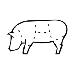 piglet scheme line icon vector. piglet scheme sign. isolated contour symbol black illustration