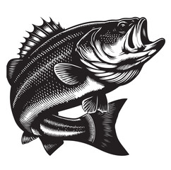 sea bass fish illustration silhouette vector