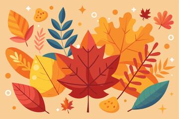 Fototapeta premium Autumn Leaves Arrangement with Simple Background