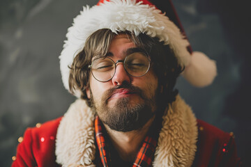 handsome man dressed as Santa Claus