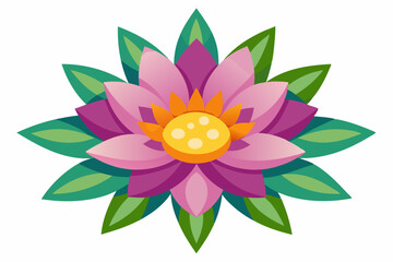 Pink Water Lily Flower with Green Leaves