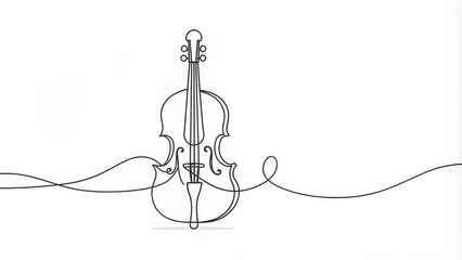 Continuous Line Drawing of a Violin