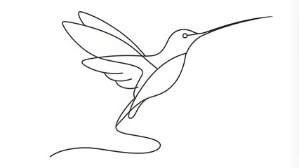 Fototapeta premium Continuous Line Drawing of a Hummingbird in Flight