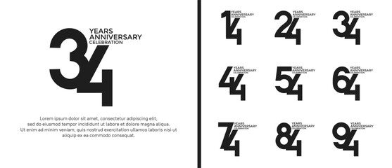 anniversary logo style set with black color can be use for celebration moment
