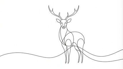 Fototapeta premium Continuous Line Drawing of a Deer