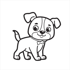 Dog Character Vector, Coloring Book Page with Dog, Coloring page outline of a cute dog, coloring page with Animal character