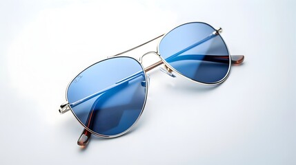 Stylish Aviator Sunglasses on Minimalist White Background