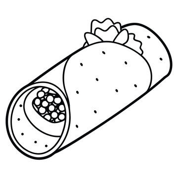 recommend clip art: Enchiladas Filled with Cheese and Meat in Line Art Style