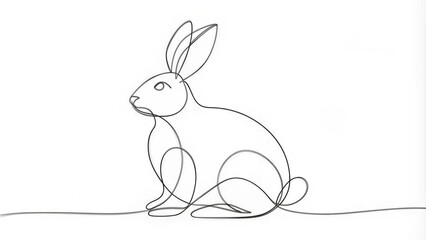 Obraz premium Continuous Line Drawing of a Rabbit