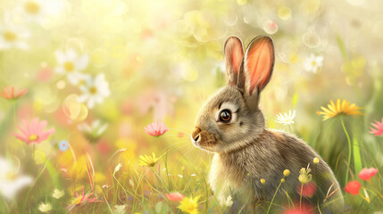 Fototapeta premium easter bunny in grass