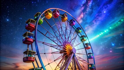 Whimsical Ferris Wheel Under a Starry Sky  Generative AI
