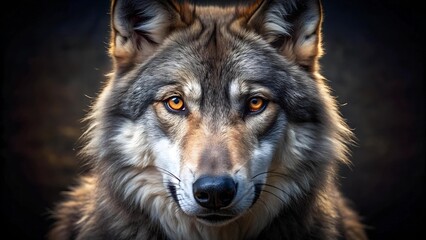 Fototapeta premium The Wolf's Gaze: A Study in Fur and Shadow Generative AI
