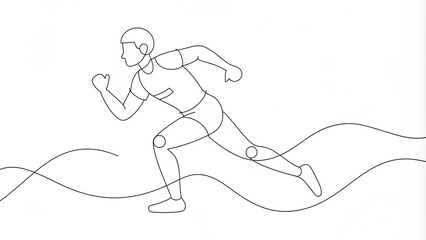 Continuous Line Drawing of an Athlete