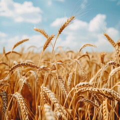 Fototapeta premium Golden Wheat Stalks Swaying in the Wind