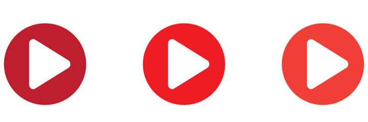 Play button icon set. Start audio or video action symbol. Vector illustration. Editable stroke.