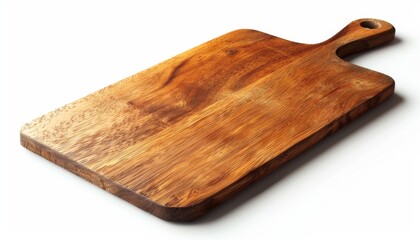 A high-resolution image of a wooden cutting board on a transparent or white background, showcasing