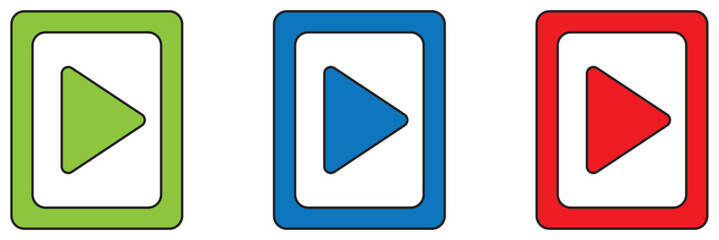 play button icon vector symbol. music video start sign.