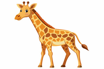 Obraz premium Cartoon Giraffe with Brown Spots and a Long Neck