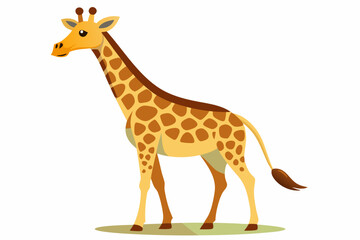 Naklejka premium Cartoon Giraffe with Long Neck and Brown Spots