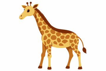 Naklejka premium A Cartoon Illustration of a Giraffe Standing on a White Background