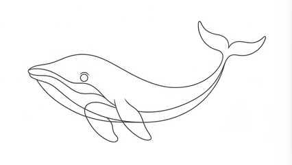 Continuous Line Drawing of a Whale