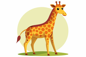 Fototapeta premium Cartoon Illustration of a Giraffe Standing on Green Grass