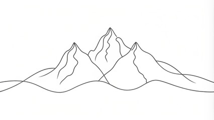 Continuous Line Drawing of a Mountain