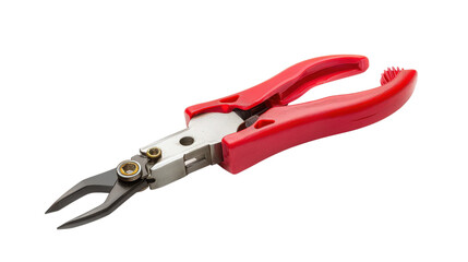 Close-up of a high-quality needle nose plier with red rubber grips, ideal for precision tasks in jewelry making and crafts.