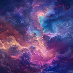 Cosmic Cloudscape with Stars and Nebulae