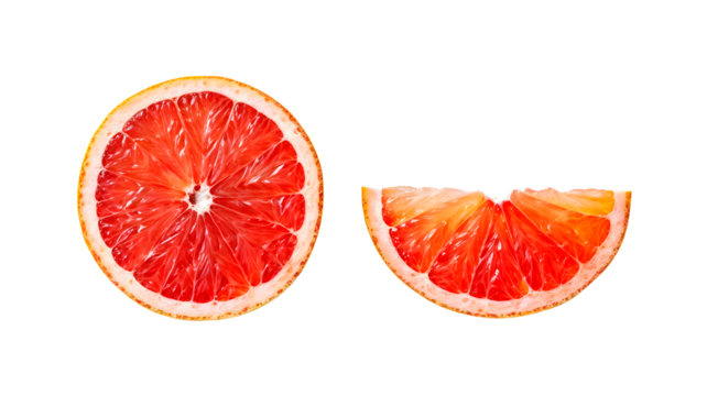 Slices of grapefruit on transparent background