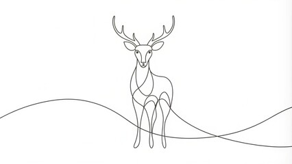 Continuous Line Drawing of a Deer
