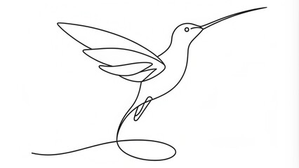 Continuous Line Drawing of a Hummingbird