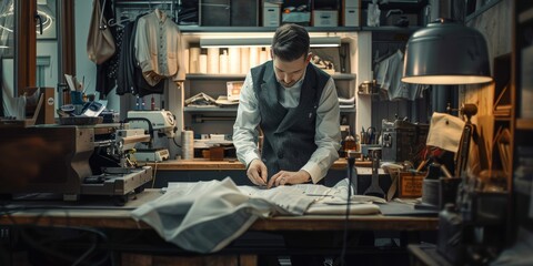 Tailor Working on Pattern in Workshop