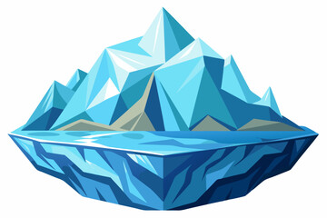 Crystalline Ice Mountain with Water and Land