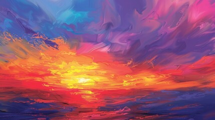 Fototapeta premium Abstract depiction of a sunset with vibrant hues 