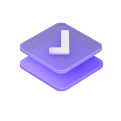 Transparent Backgrounds Mock-up3D checkbox. Check mark. 3D illustration.Tick Mark Rounded Corner 3D Purple Web Icon Button.Supports PNG files with transparent backgrounds.
