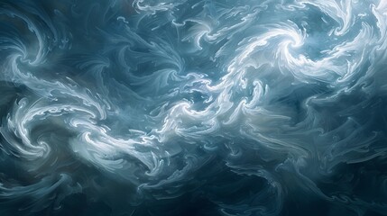 Obraz premium Swirling blue and white patterns create an ethereal underwater effect in a tranquil ocean scene