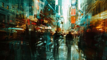 Fototapeta premium Abstract portrayal of a bustling city street 