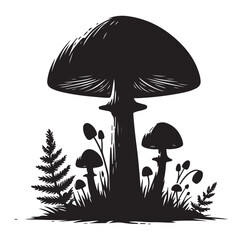Mushroom icon silhouettes vector.