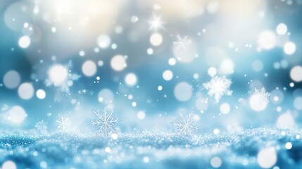 Crystal Snowflakes on a Glittering Blue Background