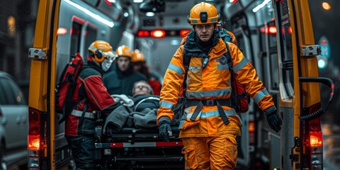 Paramedics Loading a Patient into an Ambulance