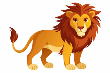 Obraz premium Cartoon Illustration of a Standing Lion with a Brown Mane