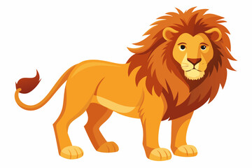 A Standing Cartoon Lion with a Long Mane and a Bushy Tail