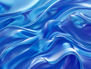 Abstract Blue Fabric Waves with Subtle Shimmer