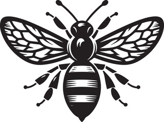 A delicate bee silhouette hovers mid-flight, wings outstretched, capturing the grace and purpose of nature's tiny pollinator.