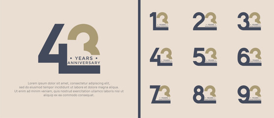 anniversary logo style set with black and brown color can be use for celebration moment