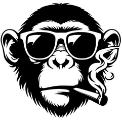 Silhouette of a monkey's face smoking